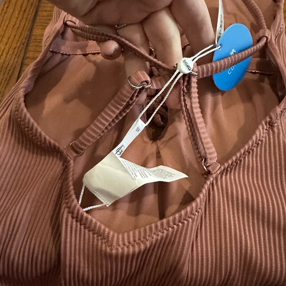 CUPSHE Solid Color V Neck Lace Up One Piece Swimsuit Size XS - Picture 8 of 10